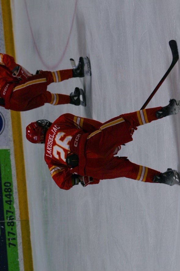 Stefan Lakoseljac ready for play during an NCAA hockey game